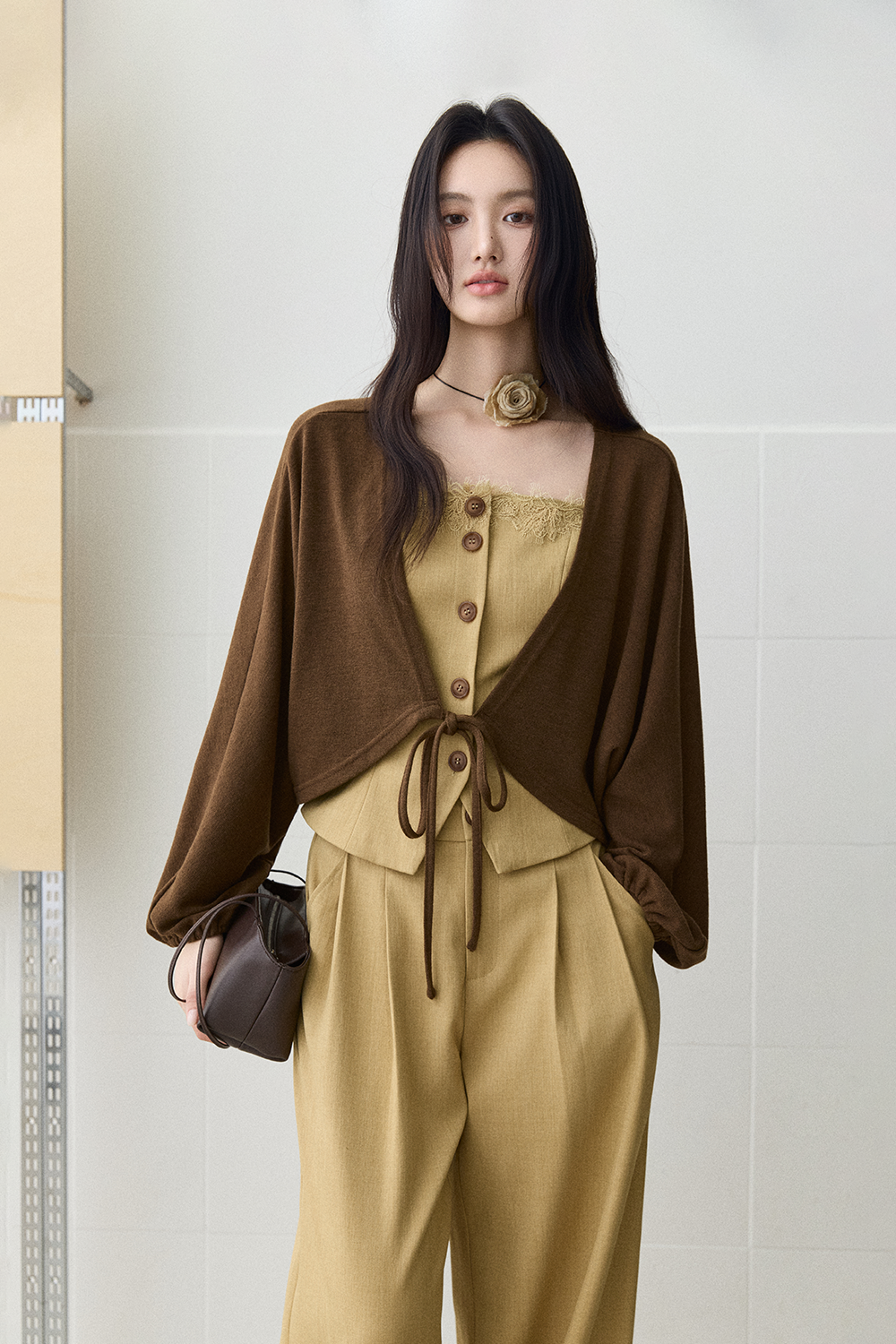 Spaghetti Strap Top + Coat + Pant Set
