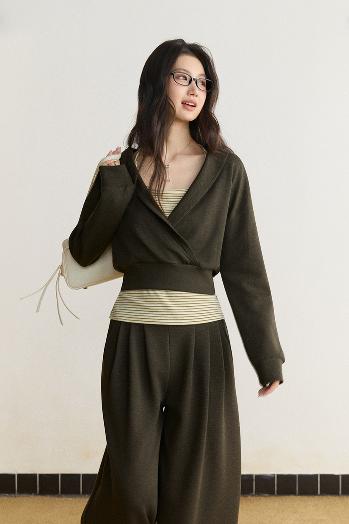 Spaghetti Strap Top + Coat + Pant Set