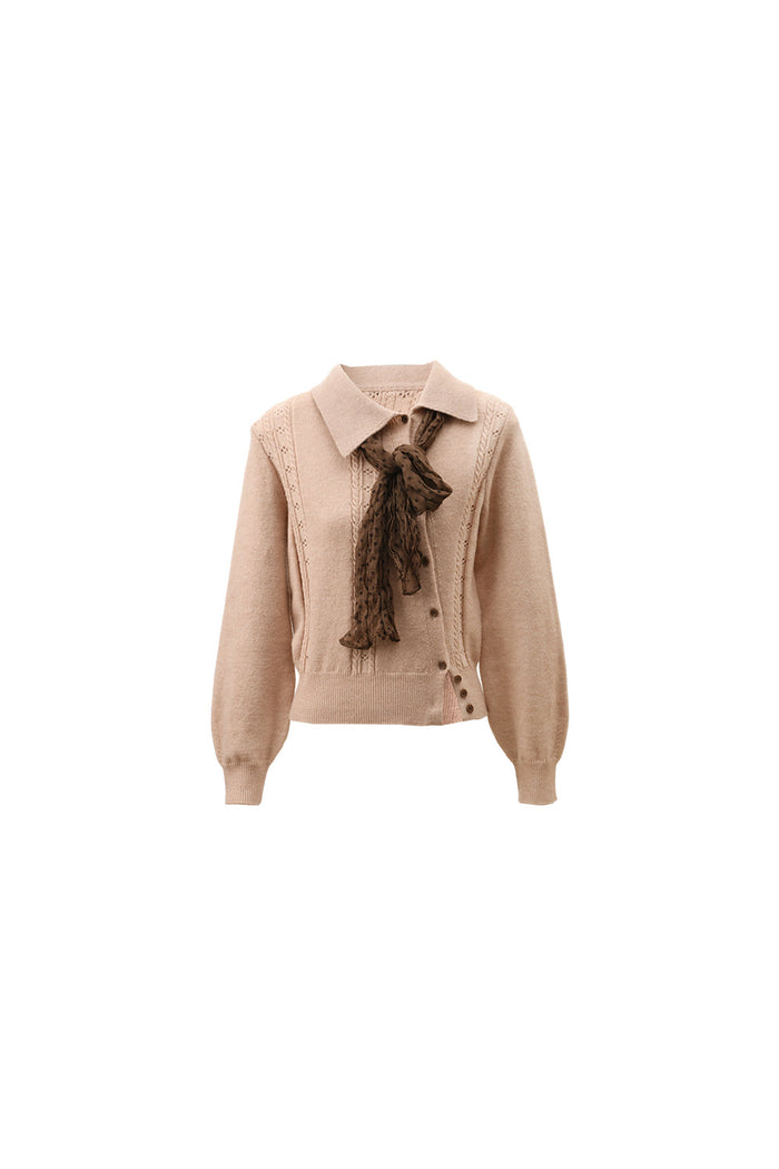 Knit Shirt + Silk Scarf for Women