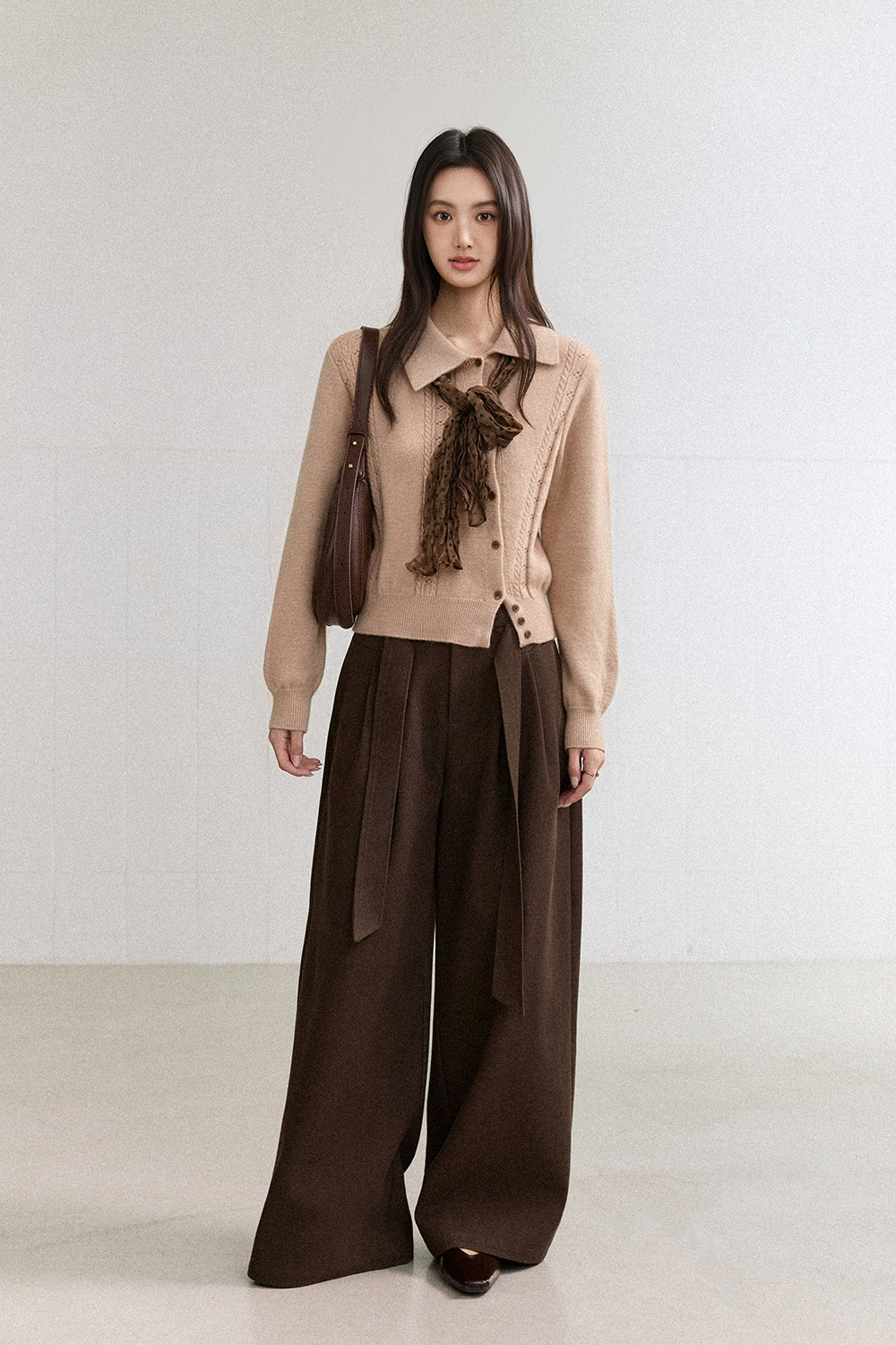 Knit Shirt + Silk Scarf for Women