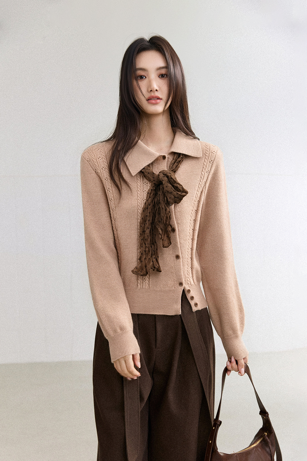 Knit Shirt + Silk Scarf for Women