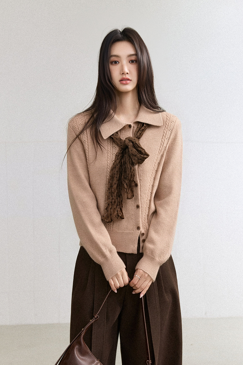Knit Shirt + Silk Scarf for Women