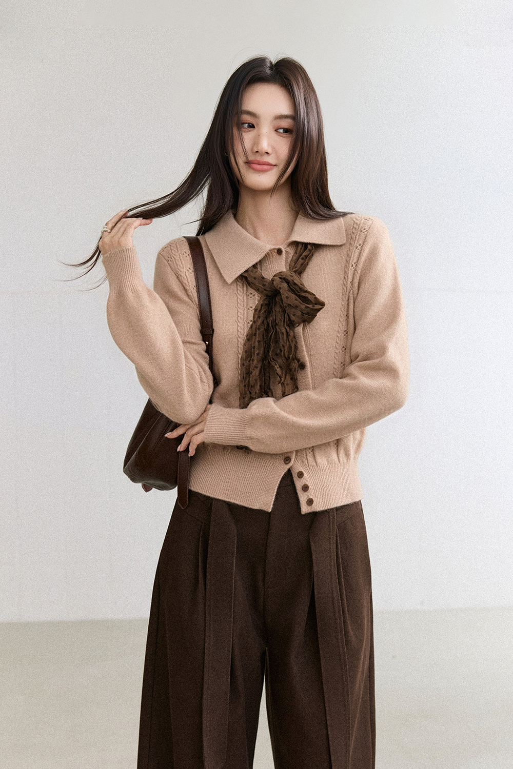 Knit Shirt + Silk Scarf for Women