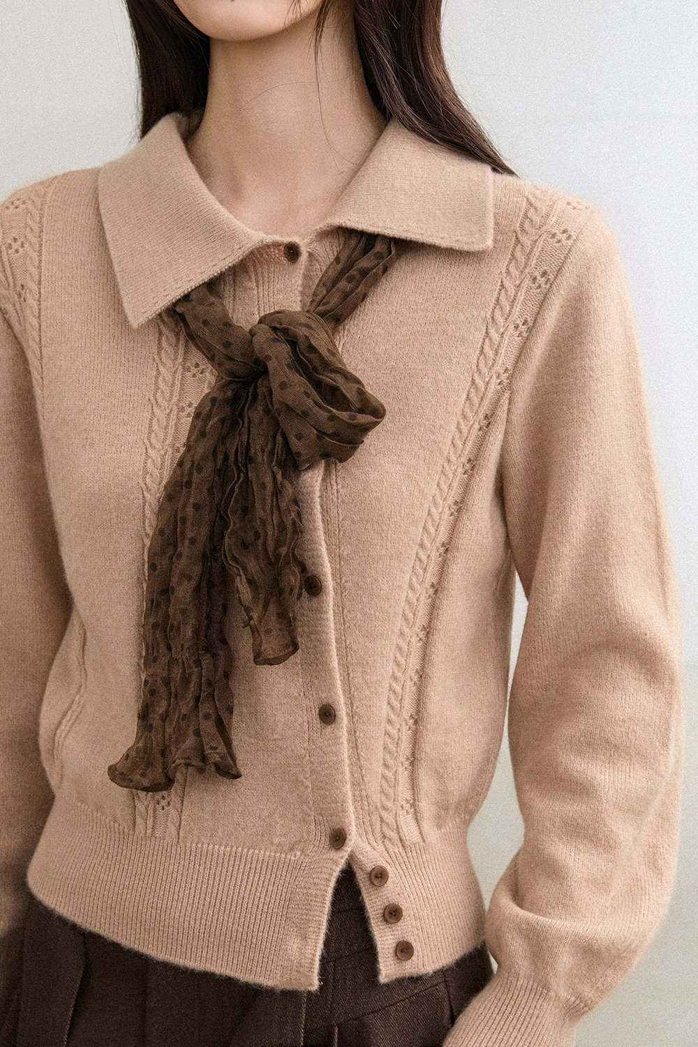 Knit Shirt + Silk Scarf for Women