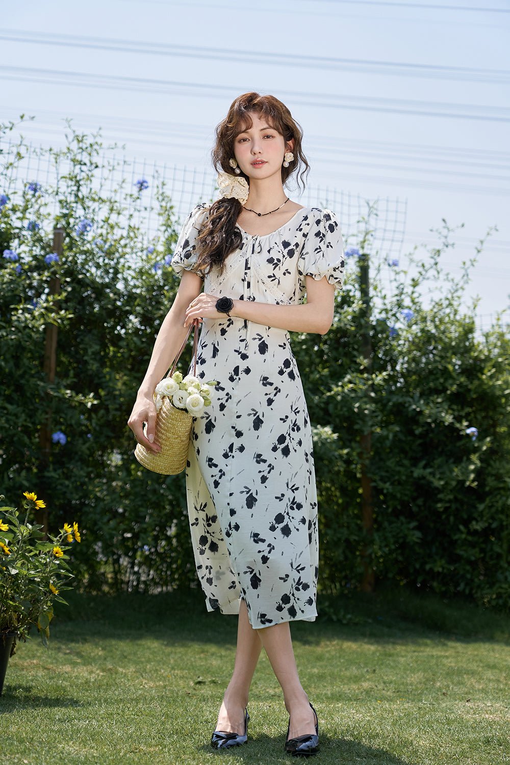 Black Floral Dress for Women