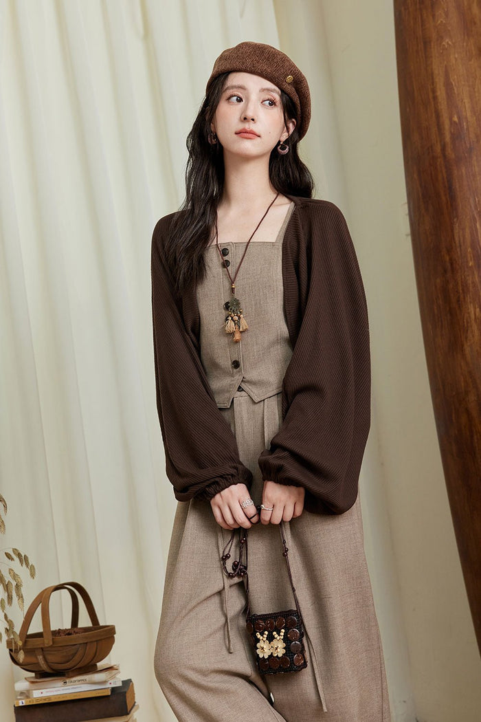 Spaghetti Strap Top + Coat + Pant Set