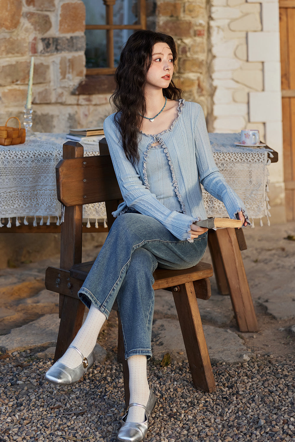 Spaghetti Strap Top and Cardigan Set