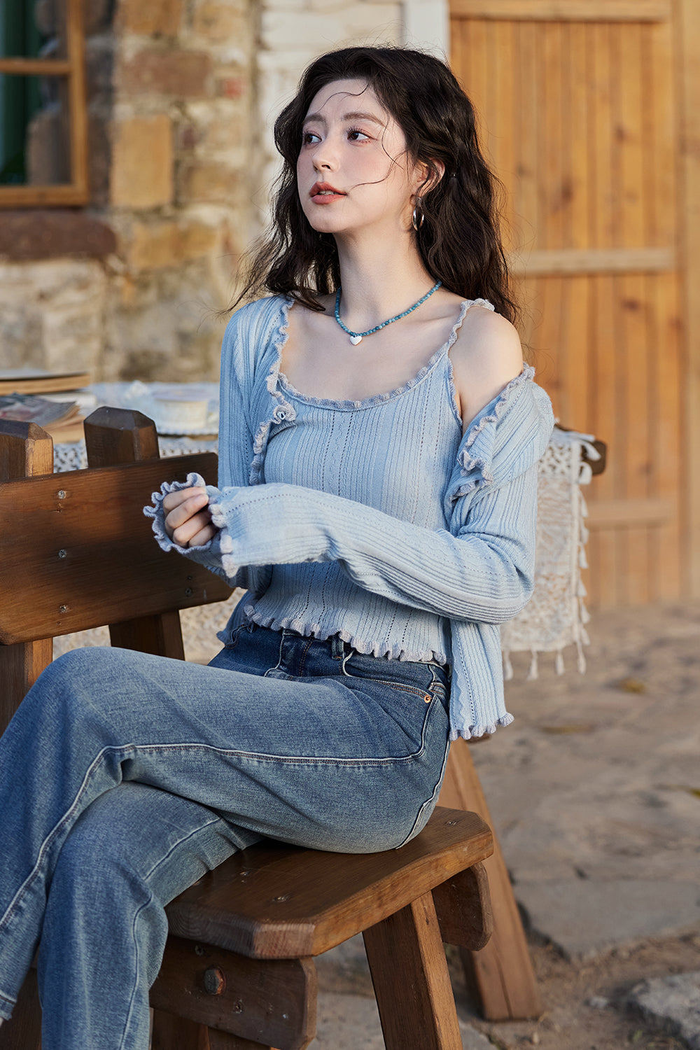 Spaghetti Strap Top and Cardigan Set