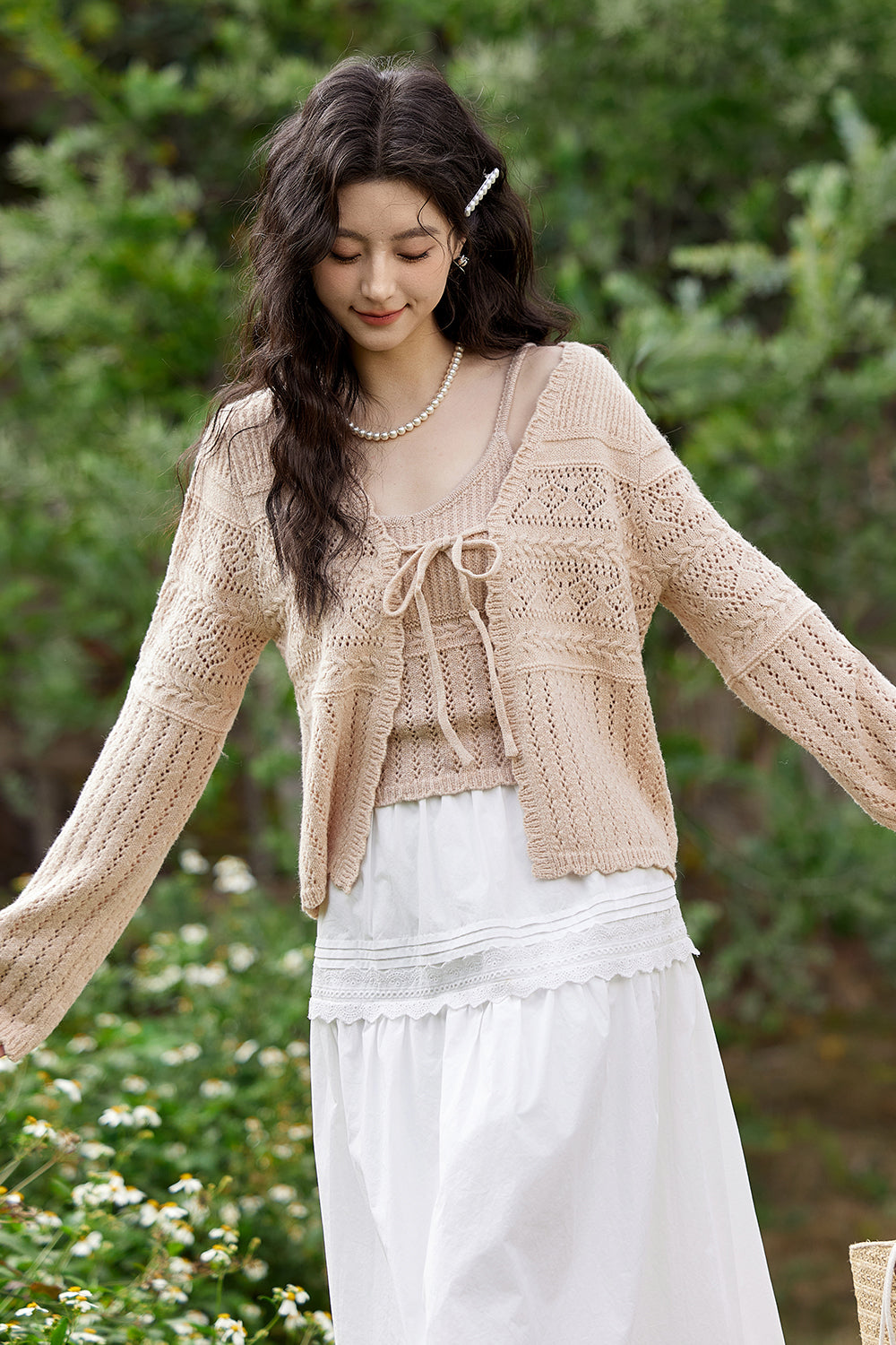Spaghetti Strap Top and Cardigan Set