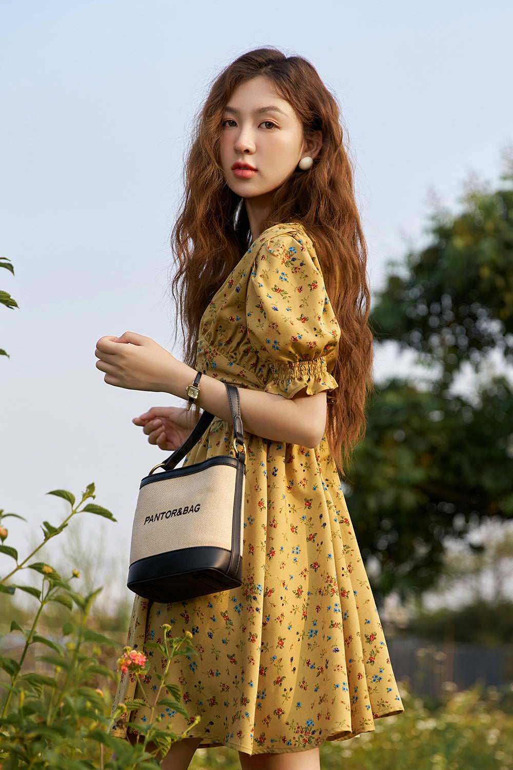 A-line Floral Midi Dress for Women