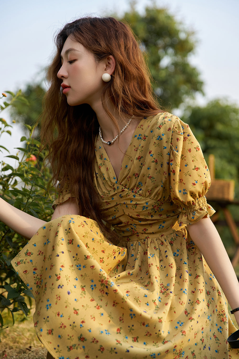 A-line Floral Midi Dress for Women