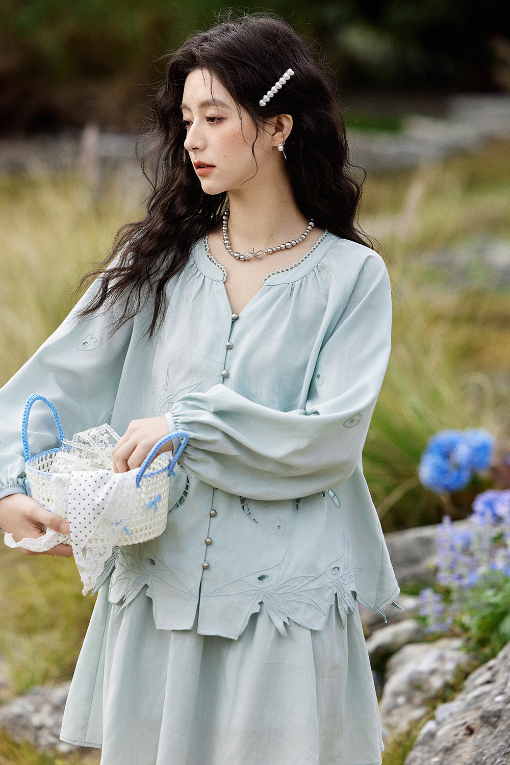 Blouse and Skirt Suit Set