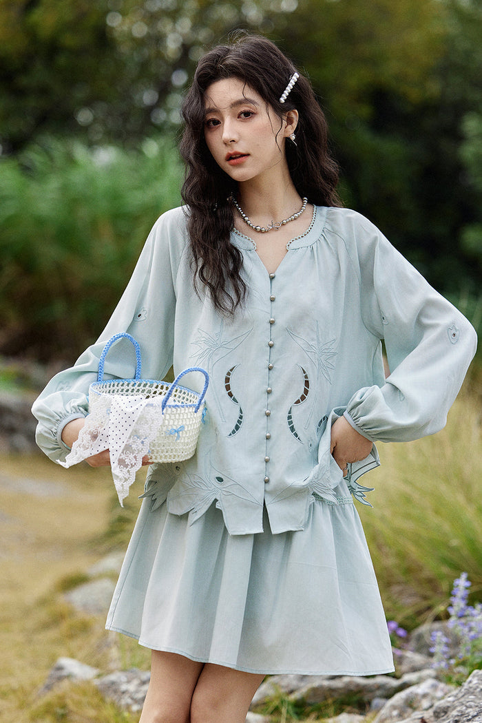 Blouse and Skirt Suit Set