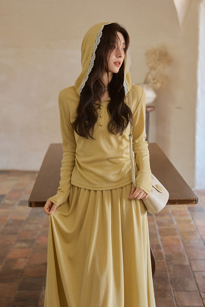 Knit Shirt and Skirt Set