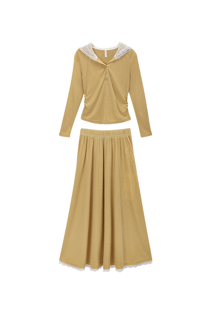 Knit Shirt and Skirt Set
